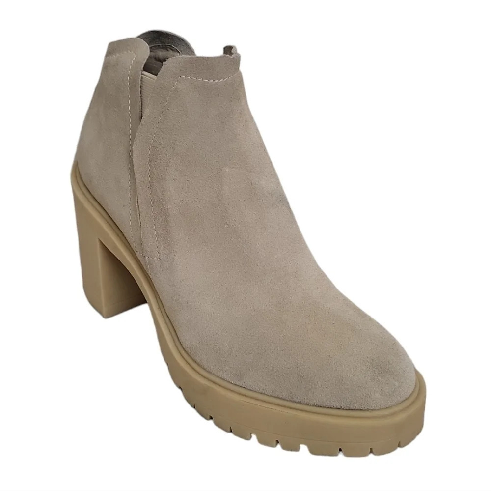 Dolce Vita Womens Cashe H20 Suede Lugged Sole Block Heels
